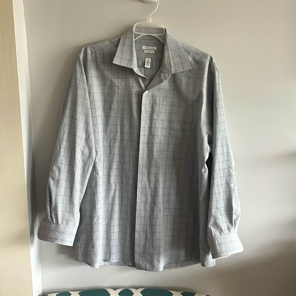 Blue and gray button-down